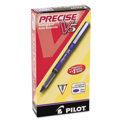 Pilot Precise V5 Roller Ball Stick Pen Precision Point Purple Ink .5mm Dozen 