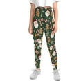 thumbnail image 2 of COEQINE Santa Claus Green Girls Yoga Leggings Gingerbread Man Candy Christmas Yoga Pants Full Length Athletic Trousers High Waist Tummy Control, for 10-11 Years Kids, 2 of 7