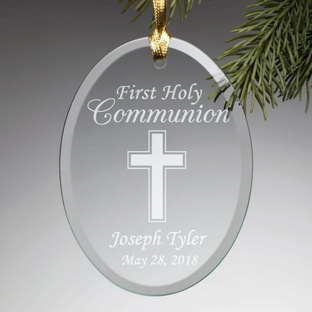 First Communion Glass - Personalized First Communion Glass Gift Ornament