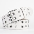 thumbnail image 3 of Previn Women's Faux Leather Belt Studded Metal Winter Punk Fall Spring Buckle Fashion Summer Casual White Small-Large, 3 of 4