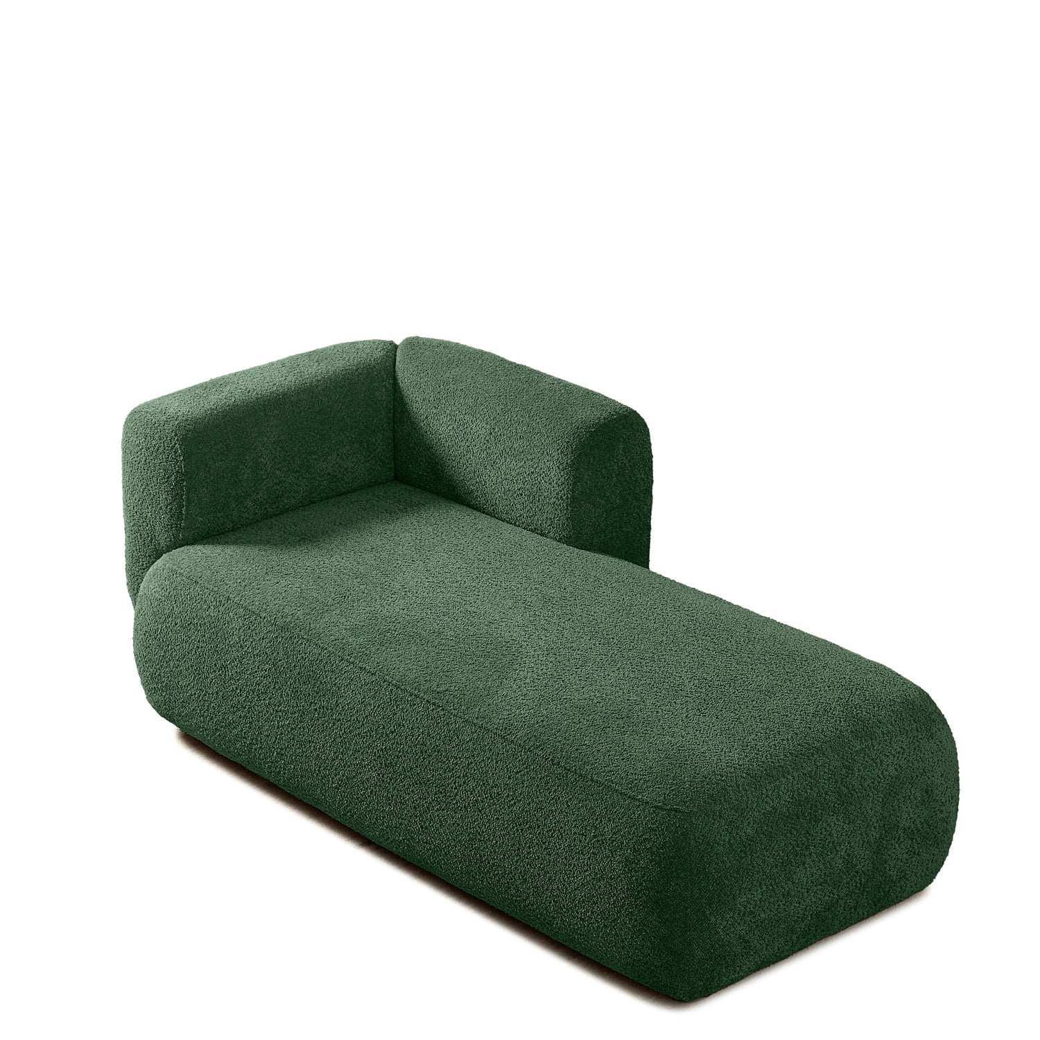 Hommoo 64" Boucle Upholstered Chaise Lounge Chair, Modern Tufted Leisure Sofa Chaise Sofa for Living Room, with Left Arm, Green