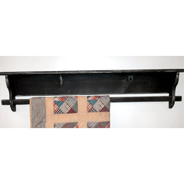 Furniture Barn USA™ Rustic Primitive Shelf with Quilt Rack and Hooks