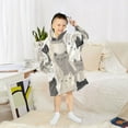 thumbnail image 6 of FORMRS Wearable Blanket Hoodie with Sleeves for Kids Cozy Flannel Sweatshirt, Beige Cute Cats, 6 of 7