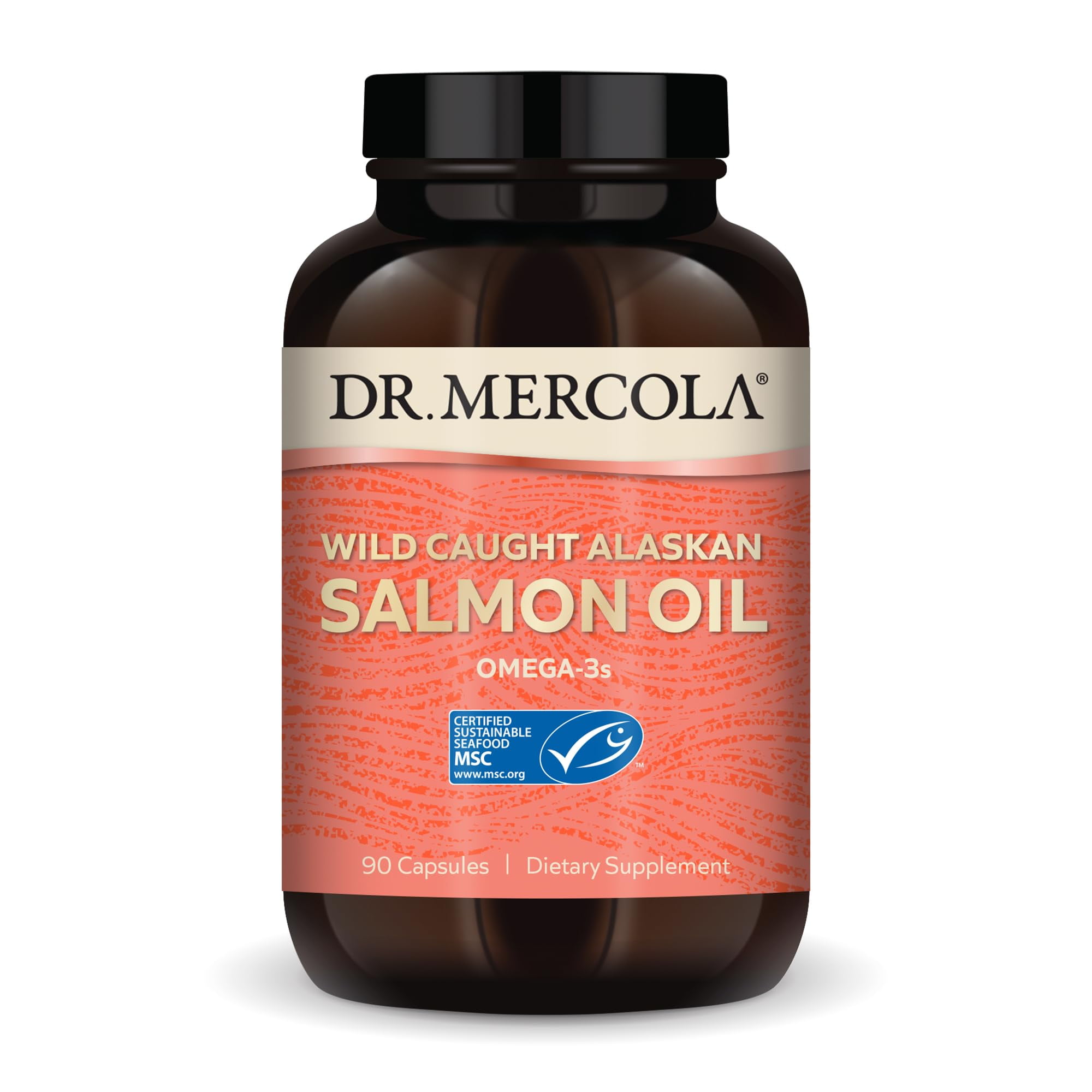 Dr. Mercola Wild Caught Alaskan Salmon Oil, 30 Servings (90 Capsules), Omega-3s, Dietary Supplement, Supports Healthy Brain & Cognitive Function, Non-GMO, MSC Certified