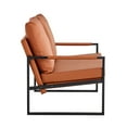 thumbnail image 3 of Modern 2-Seater PU Leather Accent Arm Chair, Mid Century Modern Upholstered Armchair with Metal Frame, Extra-Thick Padded Backrest, Sofa Chairs for Living Room, Bed Room, Office, Brown, 3 of 8
