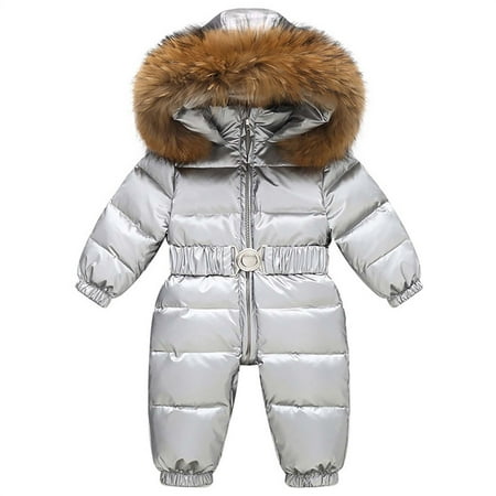 SELONE Kids One Piece Snowsuit Girls Boys Fleece Hoodies Winter Outdoor Ski Suits Windproof Waterproof Jumpsuits 0-1 Years