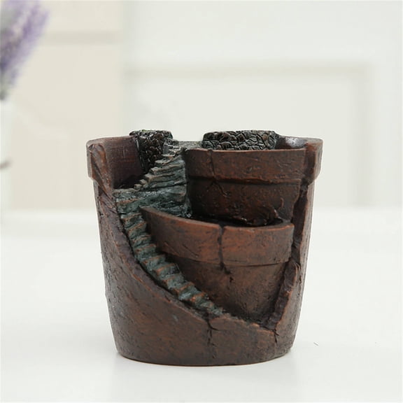 ERTZAE House-Shape Resin Succulent Plant Pots – Drainage Hole Cactus Plant Containers,Mini Succulent/Herb Garden Pots,Durable Plant Decor,Home/Office Desktop Succulent Pots,Succulent Lover Gift