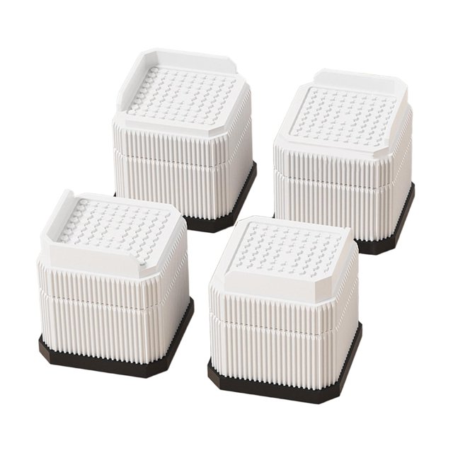 Elevadores de cama de 4 piezas, extensores de patas de silla resistentes, antideslizantes y versátiles. Blanco