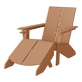 thumbnail image 2 of WestinTrends Riviera Outdoor HDPE Modern Adirondack Chair with Folding Patio Ottoman and Cup Holder, Teak, 2 of 11