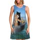 thumbnail image 1 of Balery Two Brave Cats Are Floating On The Sea Iceberg Vestidos de verano para mujer con estampado: vestido holgado sin mangas, vestido playero informal y cómodo para días calurosos., 1 of 7
