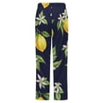 thumbnail image 6 of Lemon Floral Pattern Winter Female Pants Flannel High Waist Women Pants Lady Warm Straight Leg Plush Trousers, 6 of 7