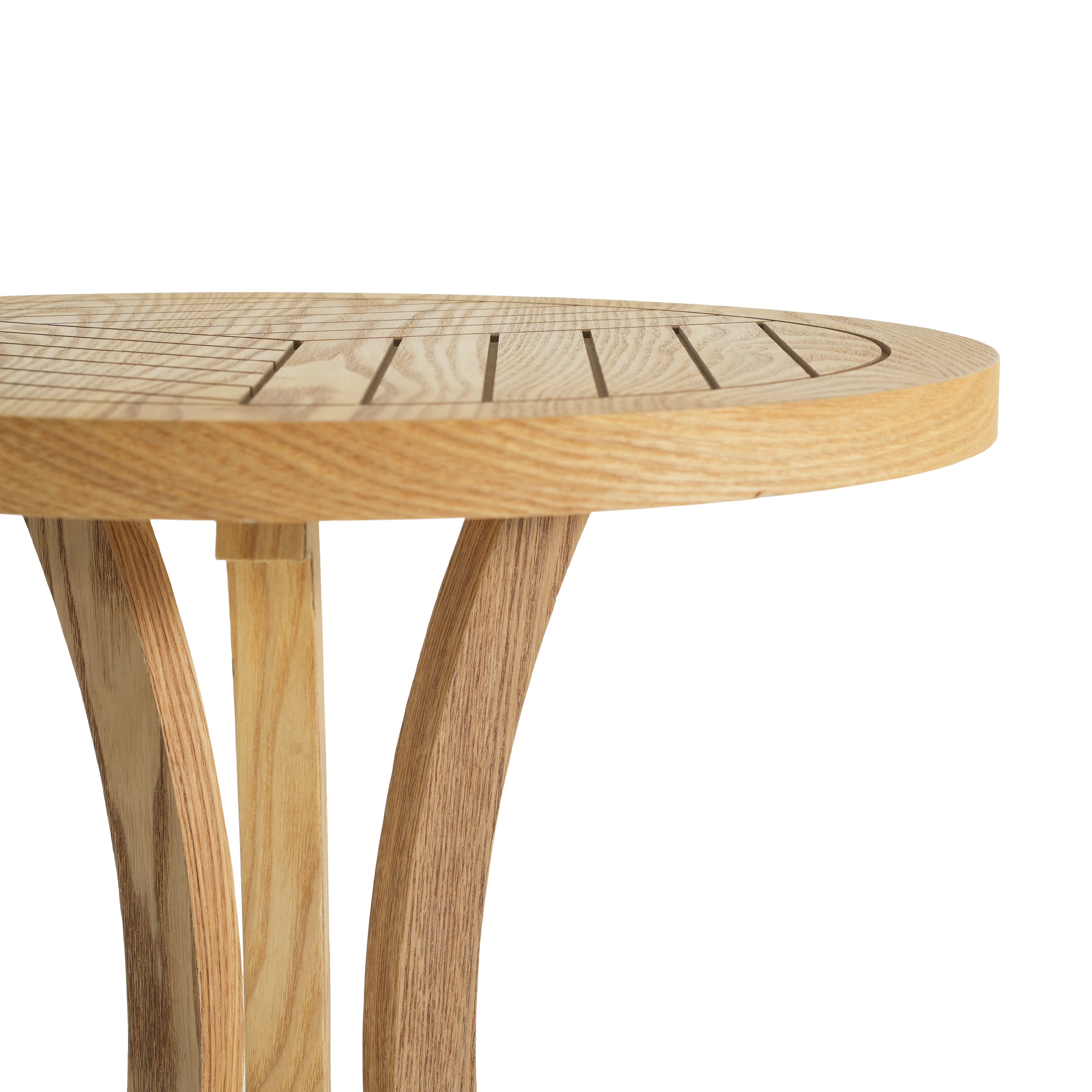 Round Wood Accent Table 17.72 Inch, Natural Finish End Table with Curved Base for Living Room Bedroom