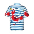 thumbnail image 3 of Picia Red Funny Crab on Blue Stripe Gentle Cotton Regular Fit Short Sleeve Casual Hawaiian Shirt for Men-XX-Large, 3 of 9