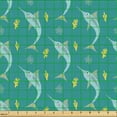 thumbnail image 2 of Ambesonne Marine Fabric by the Yard Upholstery, Funny Cartoon Swordfish Art, 10 Yards, Teal Yellow, 2 of 5