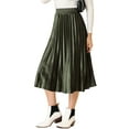thumbnail image 5 of MODA NOVA Junior's Metallic Accordion Elastic Waist Pleated Midi Skirt, 5 of 6