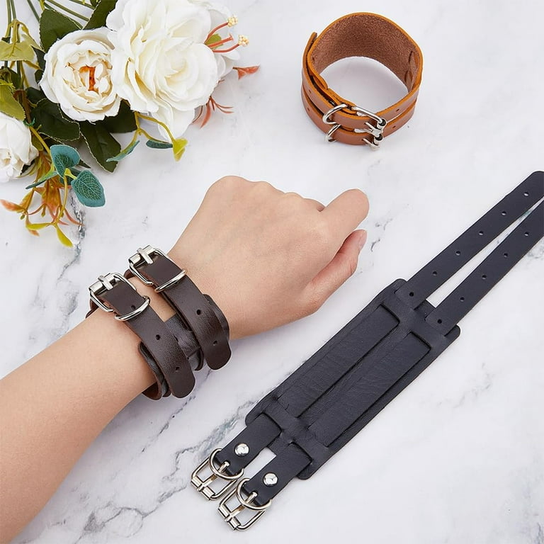 Bag 3Pcs Colors Imitation Leather Bracelets Punk Rock Cuff