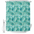 thumbnail image 2 of Teal Geometric Waterproof Fabric Shower Curtain,Modern Morocco Abstract Art Waterproof Fabric Shower Curtain for Bathroom Curtains Bathtubs Hotel Shower Curtains with 12 Hooks Extra Long 72x96, 2 of 8