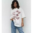thumbnail image 1 of Camiseta estampada de algodón para mujer, ropa de calle de gran tamaño, manga corta, holgada, informal, Verano, 1 of 5