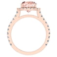 thumbnail image 3 of Cushion Cut Pink Morganite Halo Engagement Ring 14K Rose Gold 2.70 carat, 3 of 5