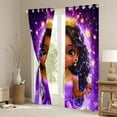 thumbnail image 3 of Castle Fairy Kids Girls Black Girl Princess Blackout Curtains Set of 2 (52x84 Each),Magical Animal Unicorn Window Curtains,Bling Glitter Curtains and Drapes,Super Cozy Room Decor, 3 of 6