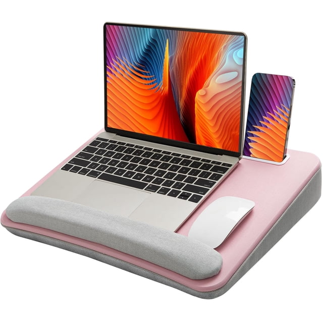 Escritorio portátil HUANUO portátil con cojín para 15.6 pulgadas, rosa