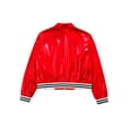 thumbnail image 4 of Moggemol Kids Girls Bomber Jacket Hip Hop Latin Jazz Dance Outfit Long Sleeve Zip Up Coat Party Red 6, 4 of 7