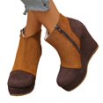 thumbnail image 5 of YOUYEDIAN Boots for Women Retro Wedge Heel Color Block Versatile Round Toe Comfy Warm Ankle Booties Casual Outdoor Walking Shoes, 5 of 5