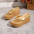 thumbnail image 5 of Eltusu Women Flip Flops Sandals, Wedge Outdoor Non-Slip Open Toe Summer Beach Shoes Gold Size 6.5, 5 of 8