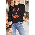 thumbnail image 2 of Chandails en Molleton Visage de Citrouille Halloween Femmes Mignon Chandail Graphique Citrouille Décontracté Manches Longues Automne, 2 of 5