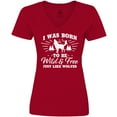 thumbnail image 3 of Inktastic I was Born to be Wild and Free with Wolf and Mountains Women's V-Neck T-Shirt, 3 of 5