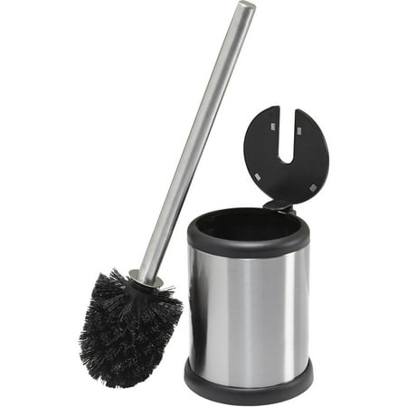 Bath Bliss Stainless Toilet Brush with Closing Lid, Stainless Steel