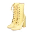 thumbnail image 5 of New Women Cape Robbin Paw-50 Satin Pointy Toe Lace Up Round Chunky Heel, 5 of 5