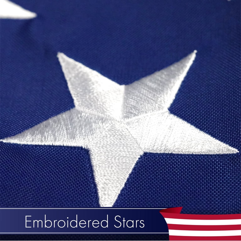 Embroidered USA Flag – 2x3 Foot – Nylon – Stars & Stripes – With Pole Rings – Trade Winds