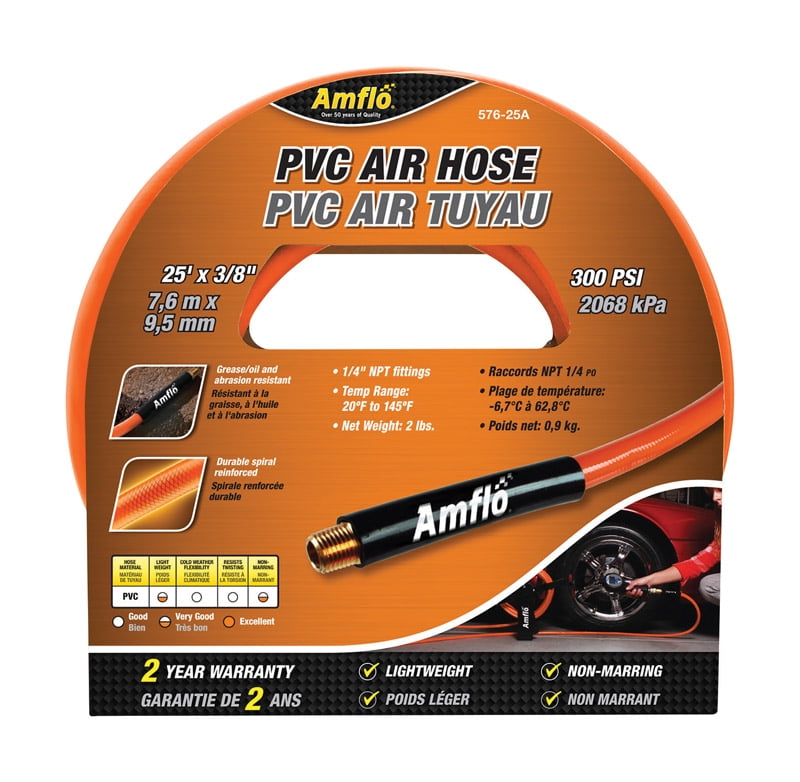 Details about   NEW Central Pneumatic PVC Air Hose 300 PSI 25 Ft x 3/8“ Orange 