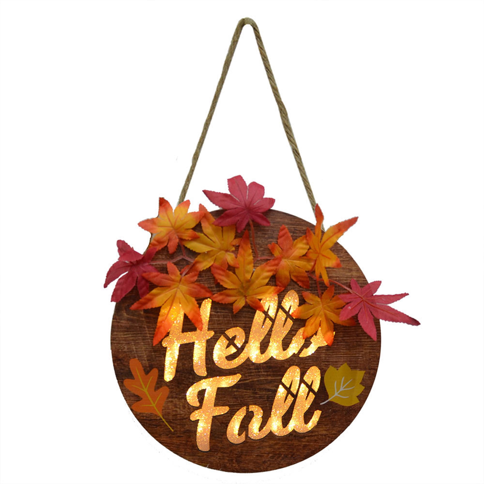 Jxzom Fall Sign Wooden Hanging Door Sign with Fall Leaf and