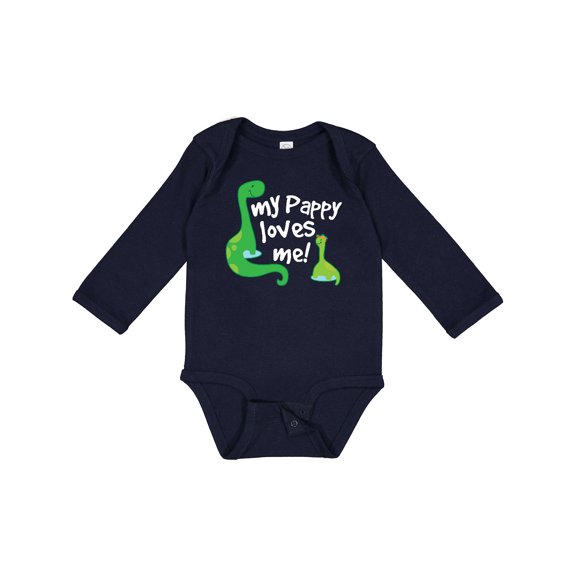 Inktastic My Pappy Loves Me Grandchild Boys Long Sleeve Baby Bodysuit