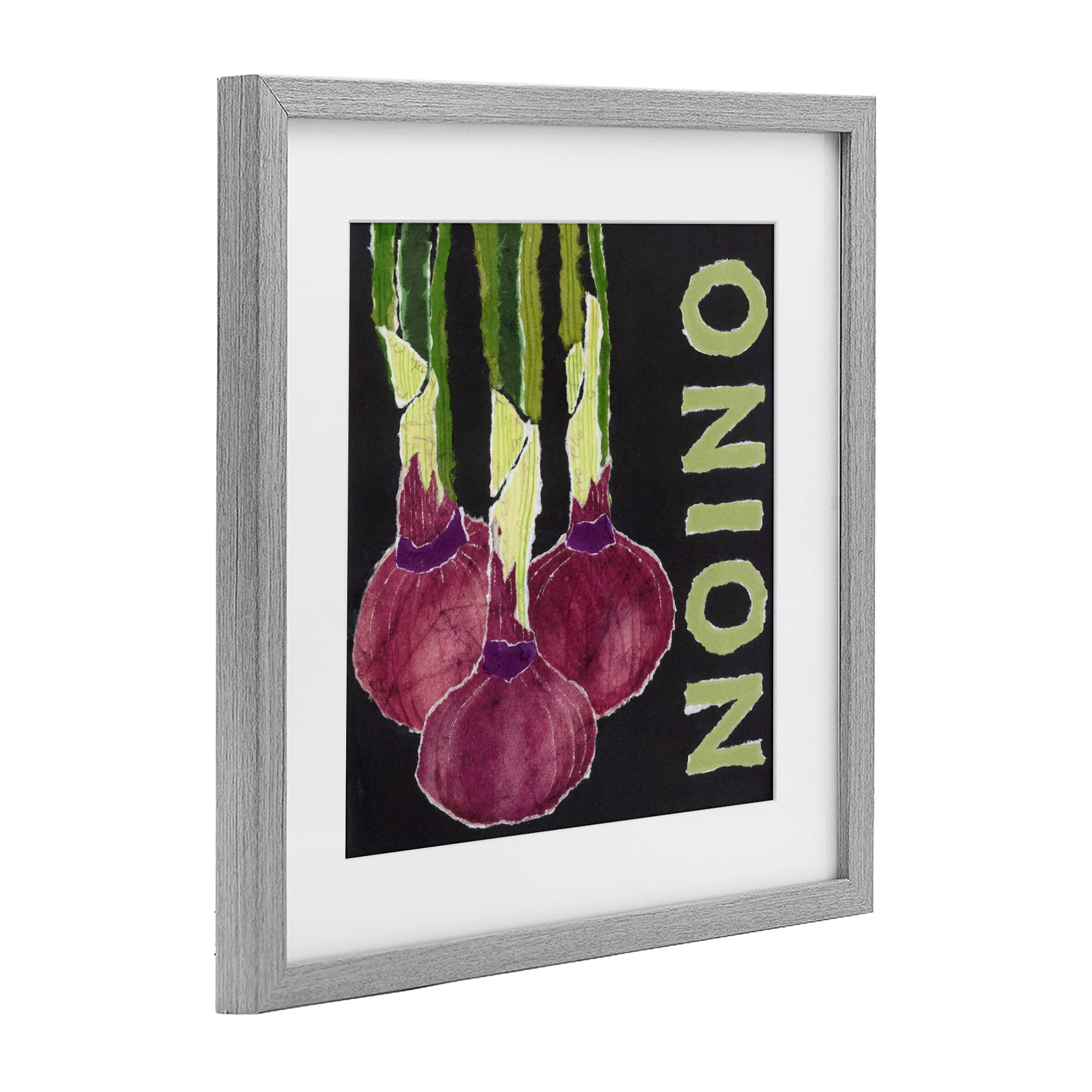 Stupell Industries Collaged Garden Onion Gray Framed Print Under Glass, design by Nancy Overton
