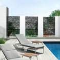 thumbnail image 2 of Neutypechic Decorative Privacy Screen Outdoor Divider with Stand Metal Corten Steel 76" x 47.2" x 15.7" Black, 2 of 5