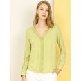 thumbnail image 2 of Blusa Casual Allegra K Cuello V Encaje Patchwork Mujer Verde S, 2 of 6