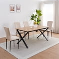 thumbnail image 4 of CQSXDA Modern Velvet Upholstered Dining Chairs Set of 4 with Metal Legs and Adjustable Feet for Kitchen or Dining Room, Beige, 4 of 8