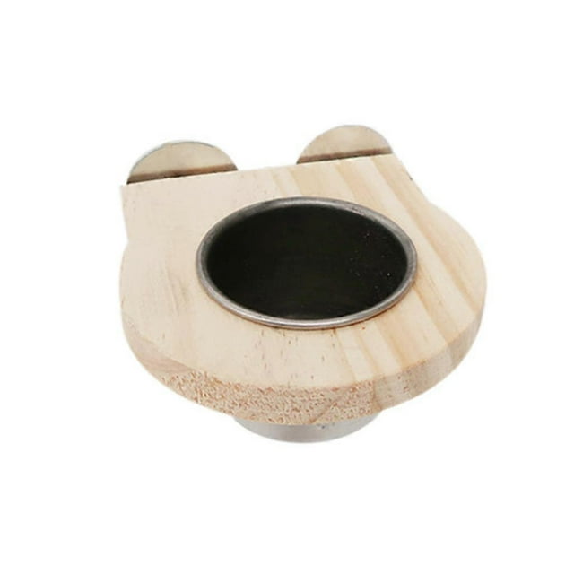 Parrot Feeding Cups Detachable Stainless Steel Bird Food Water Bowl with Wooden Holder for Finch Canary Easy to Clean