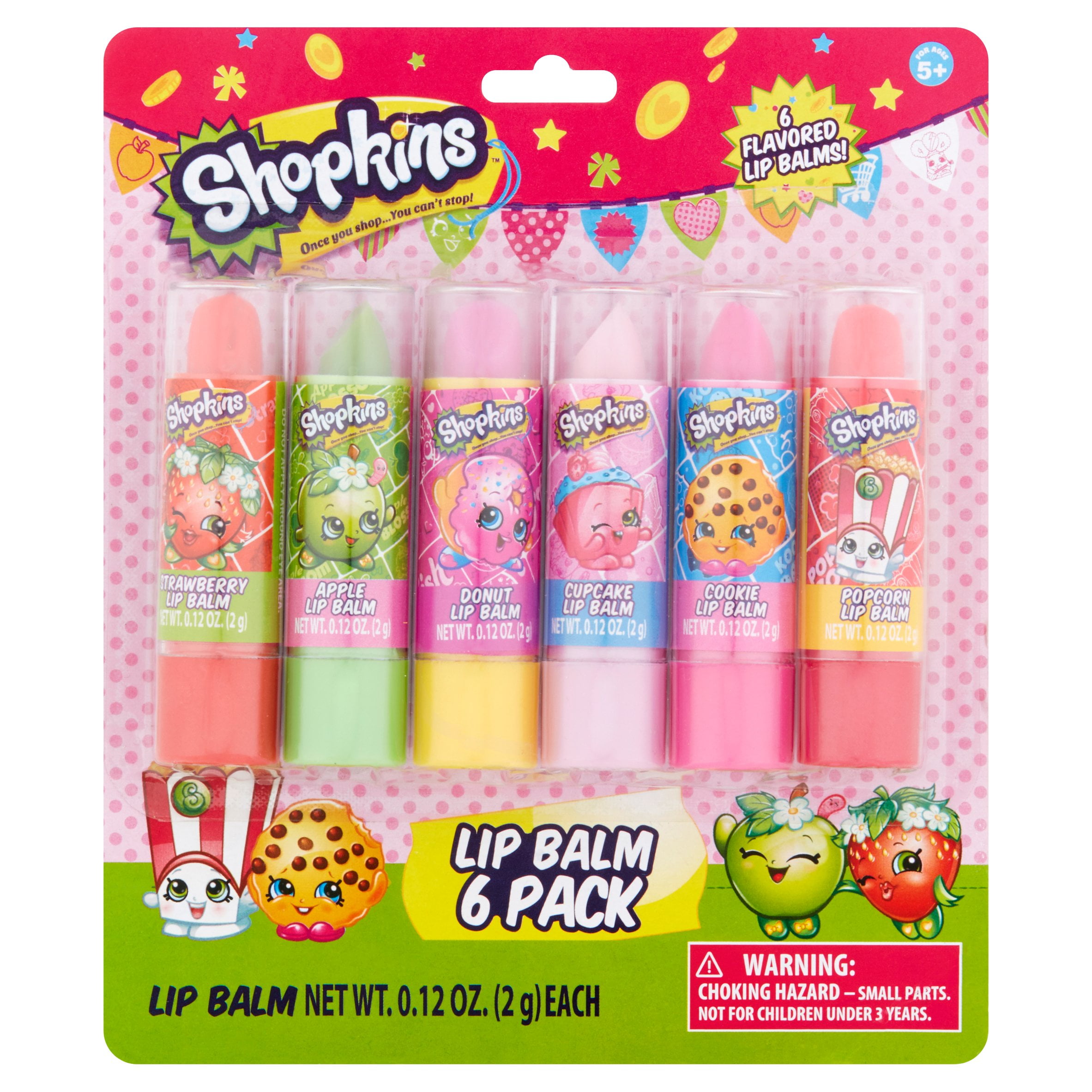 Shopkins Flavored Lip Balms, 6 count, Party Favors