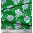 thumbnail image 2 of Soimoi Green Cotton Cambric Fabric Crystal Stone Geometric Printed Craft Fabric by the Yard 56 Inch Wide, 2 of 3