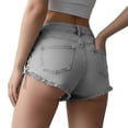 thumbnail image 5 of Sokhug Women's Denim Shorts High Waist Side Lace Up Tie Fringe Hem Solid Color Casual Beach Summer Shorts Pants, 5 of 5