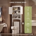 thumbnail image 3 of Aiho Over The Toilet Storage Cabinet Bathroom Shelves Organizer Space Saver Freestanding Restroom Shelf with Doors Anti-Tip Device Adjustable Shelf - White, 3 of 7