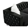 thumbnail image 6 of Gewnee Black 3-Seater Velvet Accent Chair - Solid Eucalyptus Frame, Acrylic Crystal Legs, Removable Cushions & Pillows for Living Room/Bedroom, 6 of 11