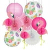 PWFE Flamingo Party Decoration, Pom Poms Paper Flowers Tissue Paper Fan Paper Lanterns with Party Balloons for Wedding,Birthday,Hawaiian Summer Beach Party