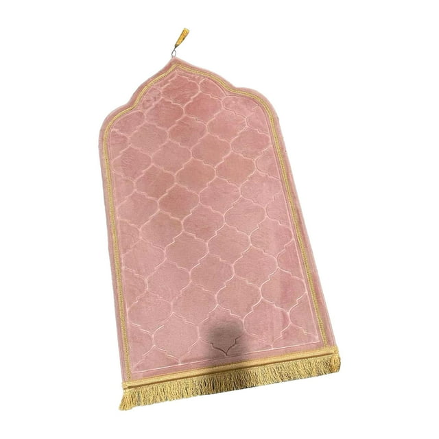 yuksok Islamic Muslim Prayer Rug Soft Home Embossing Portable Decoration Ramadan Gifts Pink