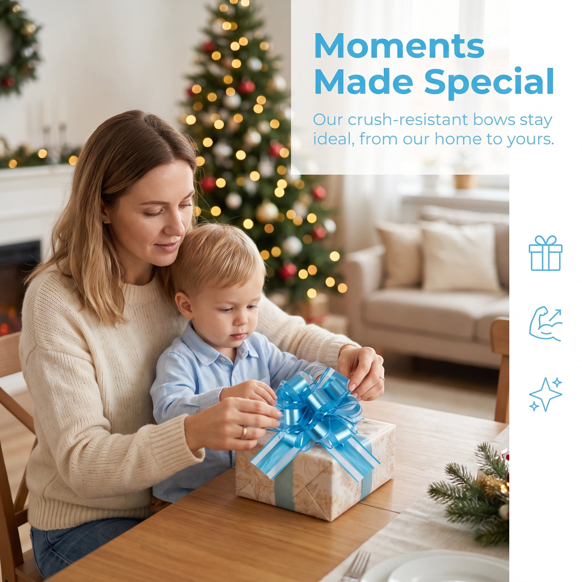 Unique Bargains Multi-Layered Star Bows for Gift Wrapping and Decoration Light Blue