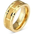 thumbnail image 1 of FILLMOR Tungsten Ring for Men Wedding Band Gold Brick Pattern Brushed Beveled Edge Size 6-16, 1 of 6